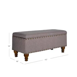 Chelsea Storage Ottoman Bench - Grey/Brass Upholstered With Flip Lid. -Furniture Store chelsea storage ottoman bench grey brass upholstered with flip lid 5039373093994 02c MP