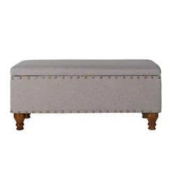 Chelsea Storage Ottoman Bench - Grey/Brass Upholstered With Flip Lid. -Furniture Store chelsea storage ottoman bench grey brass upholstered with flip lid 5039373093994 03c MP