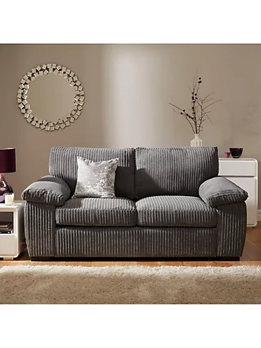 Collingdale Grey Jumbo Cord Upholstered 3 + 2 Sofa Set 4 Collingdale Grey Jumbo Cord Upholstered 3 + 2 Sofa Set - Image 2