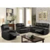 Comfy Living Luxury Reclining Leather Sofa Set In Black- 3 Piece, 2 Piece