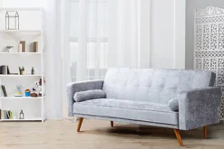 Comfy Living Miami Crushed Velvet Sofa Bed In Silver