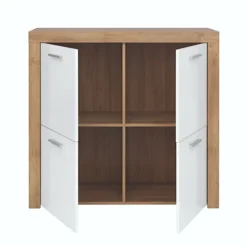 Compact Storage Sideboard 4 Door Cabinet Cupboard White Gloss Oak Effect Balder -Furniture Store compact storage sideboard 4 door cabinet cupboard white gloss oak effect balder5900211773531 03c MP