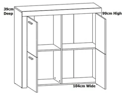 Compact Storage Sideboard 4 Door Cabinet Cupboard White Gloss Oak Effect Balder -Furniture Store compact storage sideboard 4 door cabinet cupboard white gloss oak effect balder5900211773531 04c MP