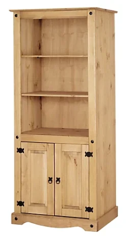 Corona Bookcase 2 Door Display Cabinet Solid Mexican Pine Large -Furniture Store corona bookcase 2 door display cabinet solid mexican pine large5060745810314 03c MP