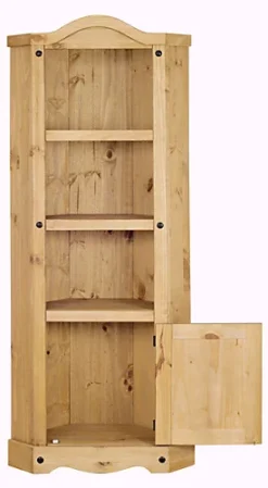 Corona Corner Bookcase Pine Display Cupboard 3 Book Shelves Mexican -Furniture Store corona corner bookcase pine display cupboard 3 book shelves mexican5060745810635 03c MP