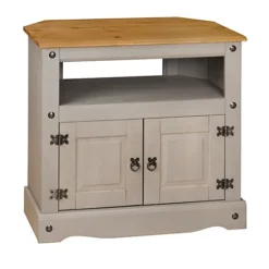 Corona Grey TV Stand Pine 2 Door Television Cabinet Corner Solid Wood -Furniture Store corona grey tv stand pine 2 door television cabinet corner solid wood5060745810055 03c MP