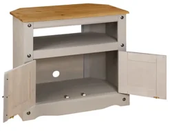 Corona Grey TV Stand Pine 2 Door Television Cabinet Corner Solid Wood -Furniture Store corona grey tv stand pine 2 door television cabinet corner solid wood5060745810055 04c MP