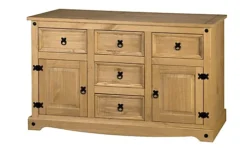 Corona Sideboard 2 Door 5 Drawer Solid Pine Mexican Wood Chest -Furniture Store corona sideboard 2 door 5 drawer solid pine mexican wood chest5060745810567 03c MP