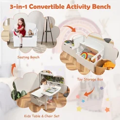 Costway 3-in-1 Kids Convertible Activity Bench Toy Box White 8 Costway 3-in-1 Kids Convertible Activity Bench Toy Box White -Furniture Store costway 3 in 1 kids convertible activity bench toy box white6085649680046 03c MP