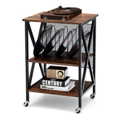 Costway 3-tier Rolling Turntable Stand Record Player Stand Display Shelf Storage Holder