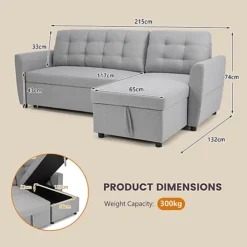 Costway Modern 3-in-1 Convertible Sleeper Sofa L-Shaped Couch Bed W/ Chaise Lounge -Furniture Store costway modern 3 in 1 convertible sleeper sofa l shaped couch bed w chaise lounge6085650791670 03c MP
