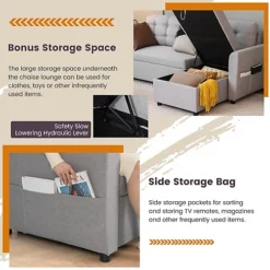 Costway Modern 3-in-1 Convertible Sleeper Sofa L-Shaped Couch Bed W/ Chaise Lounge -Furniture Store costway modern 3 in 1 convertible sleeper sofa l shaped couch bed w chaise lounge6085650791670 06c MP