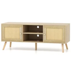 Costway TV Stand For TVs Up To 55" Rattan Media Console Table