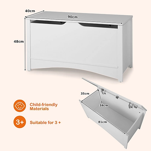 Costway Wooden 2-in-1 Kid's Flip- Top Toy Storage Chest 4 Costway Wooden 2-in-1 Kid's Flip- Top Toy Storage Chest - Image 2