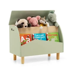 Costway Wooden Toy Box Kids Toy Storage Organizer Chest Flip-top Lid Bookcase Display