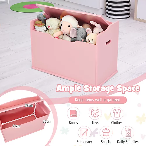 Costway Wooden Toy Box Lift-Top Storage Chest Seating Bench 6 Costway Wooden Toy Box Lift-Top Storage Chest Seating Bench - Image 4