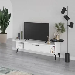 Decortie Ada Modern TV Stand Multimedia Centre TV Unit White Black Marble Effect With Storage Cabinet 188cm -Furniture Store decortie ada modern tv stand multimedia centre tv unit white black marble effect with storage cabinet 188cm8680812121487 04c MP