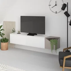 Decortie Aulos Modern TV Stand Multimedia Centre TV Unit White Mocha Grey With Storage Cabinet 190cm -Furniture Store decortie aulos modern tv stand multimedia centre tv unit white mocha grey with storage cabinet 190cm8680812120633 04c MP