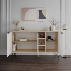 Decortie Clara Console Sideboard Display Unit Oak White -Furniture Store decortie clara console sideboard display unit oak white8680812110009 04c MP