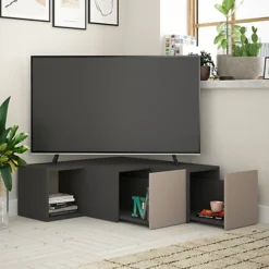 Decortie Compact Modern TV Stand Multimedia Centre TV Unit Anthracite Grey Mocha Grey With Storage Cabinet 94.2cm -Furniture Store decortie compact modern tv stand multimedia centre tv unit anthracite grey mocha grey with storage cabinet 94 2cm8680812185045 04c MP