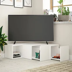 Decortie Compact Modern TV Stand Multimedia Centre TV Unit White With Storage Cabinet 94.2cm -Furniture Store decortie compact modern tv stand multimedia centre tv unit white with storage cabinet 94 2cm8680812185021 04c MP