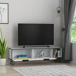 Decortie Furoki Modern Tv Unit White Anthracite Grey With Storage Cabinet 150cm -Furniture Store decortie furoki modern tv unit white anthracite grey with storage cabinet 150cm8680812196232 04c MP