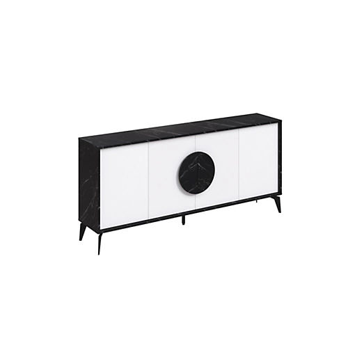 Decortie Gora Console Sideboard Display Unit 180Cm Black Marble Effect White 4 Decortie Gora Console Sideboard Display Unit 180Cm Black Marble Effect White - Image 2