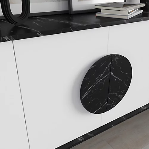 Decortie Gora Console Sideboard Display Unit 180Cm Black Marble Effect White 6 Decortie Gora Console Sideboard Display Unit 180Cm Black Marble Effect White - Image 4
