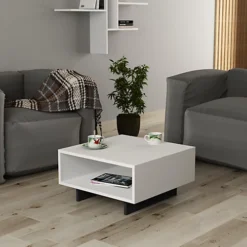 Decortie Hola Modern Coffee Table White Anthracite Grey Multipurpose H 32cm