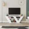 Decortie Pipralla Modern TV Stand Multimedia Centre TV Unit White With Shelves 110cm