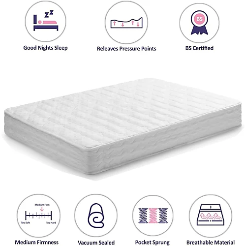 Deluxe Pocket Sprung Foam Mattress White Quilted Top 4 Deluxe Pocket Sprung Foam Mattress White Quilted Top - Image 2