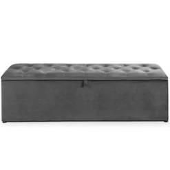 Deluxe Velvet Charcoal Blanket Box -Furniture Store deluxe velvet charcoal blanket box0650728029243 03c MP