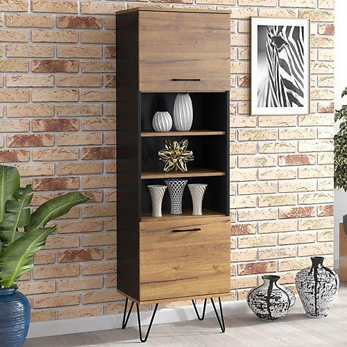 Display Cabinet 170cm Sideboard Cabinet Cupboard TV Stand Living Room Oak&Black 3 Display Cabinet 170cm Sideboard Cabinet Cupboard TV Stand Living Room Oak&Black