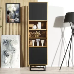 Display Cabinet Sideboard Cabinet Cupboard TV Stand Living Room Oak&Black