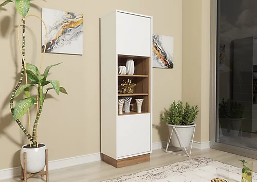 Display Cabinet Sideboard Cabinet Cupboard TV Stand Living Room Oak & White 4 Display Cabinet Sideboard Cabinet Cupboard TV Stand Living Room Oak & White - Image 2
