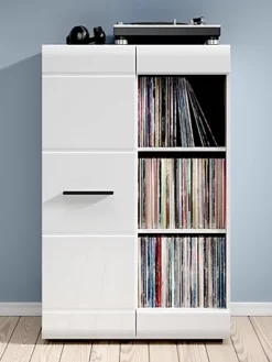 Display Shelving Bookcase Cabinet Compact Storage 1 Door Unit White Gloss Fever -Furniture Store display shelving bookcase cabinet compact storage 1 door unit white gloss fever5901451020362 04c MP