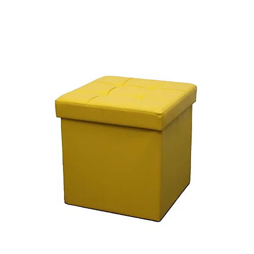 Foldable 38x38cm Cube Faux Leather Storage Box Ottoman Footstool Ochre 3 Foldable 38x38cm Cube Faux Leather Storage Box Ottoman Footstool Ochre