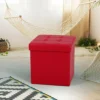 Foldable 38x38cm Cube Faux Leather Storage Box Ottoman Footstool Pink -Furniture Store foldable 38x38cm cube faux leather storage box ottoman footstool pink5055797235901 01c MP
