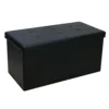 Foldable Faux Leather Storage Box Ottoman Cube 76cmX38cm For Bedroom, Living Room, Hallway - Black