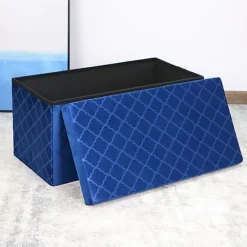 Foldable Velvet Lattice Trellis Storage Box Ottoman Cube 76cmX38cm For Bedroom, Living Room, Hallway - Navy 7 Foldable Velvet Lattice Trellis Storage Box Ottoman Cube 76cmX38cm For Bedroom, Living Room, Hallway - Navy -Furniture Store foldable velvet lattice trellis storage box ottoman cube 76cmx38cm for bedroom living room hallway navy5060905540471 03c MP