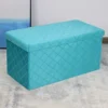 Foldable Velvet Lattice Trellis Storage Box Ottoman Cube 76cmX38cm For Bedroom, Living Room, Hallway - Teal -Furniture Store foldable velvet lattice trellis storage box ottoman cube 76cmx38cm for bedroom living room hallway teal5060905540440 01c MP