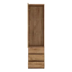 Fribo Tall Narrow 1 Door 3 Drawer Glazed Display Cabinet In Oak -Furniture Store fribo tall narrow 1 door 3 drawer glazed display cabinet in oak5900355132614 03c MP