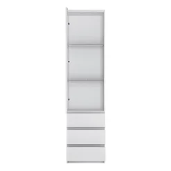 Fribo Tall Narrow 1 Door 3 Drawer Glazed Display Cabinet In White -Furniture Store fribo tall narrow 1 door 3 drawer glazed display cabinet in white5900355132454 03c MP