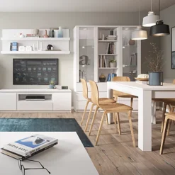 Fribo Tall Narrow 1 Door 3 Drawer Glazed Display Cabinet In White -Furniture Store fribo tall narrow 1 door 3 drawer glazed display cabinet in white5900355132454 04c MP