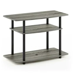 Furinno Turn-N-Tube No Tools 3-Tier TV Stands, French Oak Grey/Black -Furniture Store furinno turn n tube no tools 3 tier tv stands french oak grey black0810006770155 03c MP