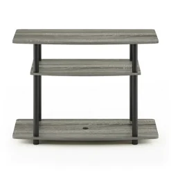 Furinno Turn-N-Tube No Tools 3-Tier TV Stands, French Oak Grey/Black -Furniture Store furinno turn n tube no tools 3 tier tv stands french oak grey black0810006770155 04c MP