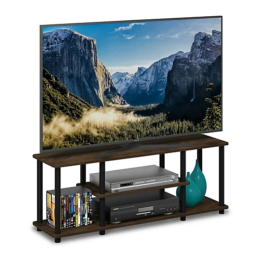 Furinno Turn-N-Tube No Tools 3D 3-Tier Entertainment TV Stands, Columbia Walnut/Black 4 Furinno Turn-N-Tube No Tools 3D 3-Tier Entertainment TV Stands, Columbia Walnut/Black - Image 2