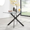 Furniturebox Leonardo 4 Seater Rectangular Glass Dining Table With Black Metal Angled Starburst Legs For Modern Dining Room -Furniture Store furniturebox leonardo 4 seater rectangular glass dining table with black metal angled starburst legs for modern dining room5056542634215 01c MP