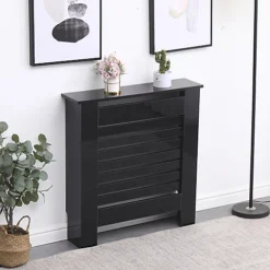 FurnitureHMD Modern Radiator Cover High Gloss Black Decorative Cabinet For Living Room, Bedroom,Horizontal Slats,Small -Furniture Store furniturehmd modern radiator cover high gloss black decorative cabinet for living room bedroom horizontal slats small8414796088937 03c MP