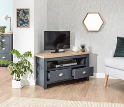 GFW Lancaster Corner TV Unit Slate Blue